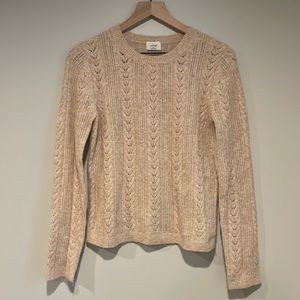 Aritzia Wilfred Crochet Knit Wool/Cashmere Blend Pullover Sweater in Cream. Med